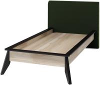 Кровать односпальная Нео (СМ 90х200) с основанием ( 90х200 , ЛДСП/ткань , дуб рокпайл-черный-бруно 8 , без подъемного мех. , без ящиков , без матраса (Регина) ) в Алупке от производителя 