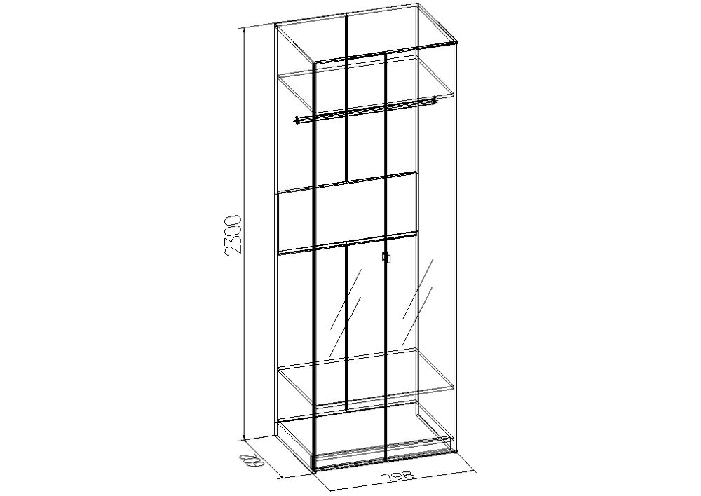 Фото Шкаф Bauhaus-8 (80) с зеркалами двухдверный от производителя Глазов в Алупке по цене 18&nbsp;210 ₽