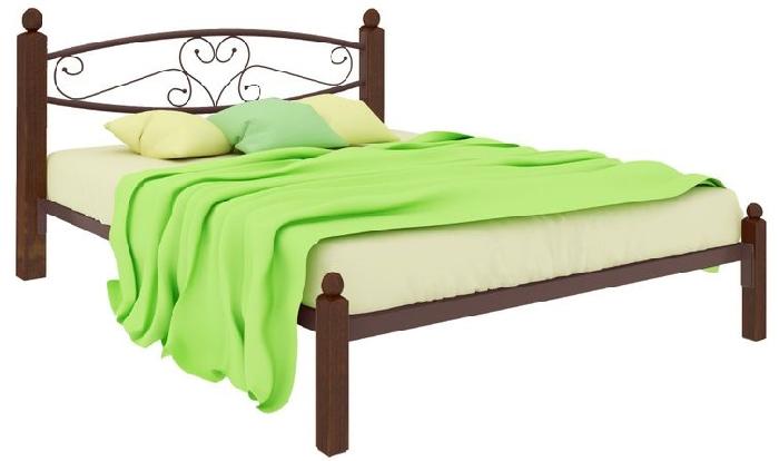 Кровать двуспальная Каролина Lux (СМ 140х200) трубка металл ( 140х200 , металл/дерево , медная шагрень , без подъемного мех. , без ящиков , без матраса (Милсон) )