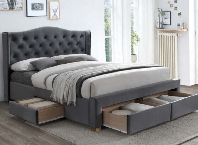 Фото Кровать двуспальная Signal Aspen velvet bluvel II (СМ 160х200) c ортопедическим основанием от производителя Signal в Алупке по цене 99 730 ₽