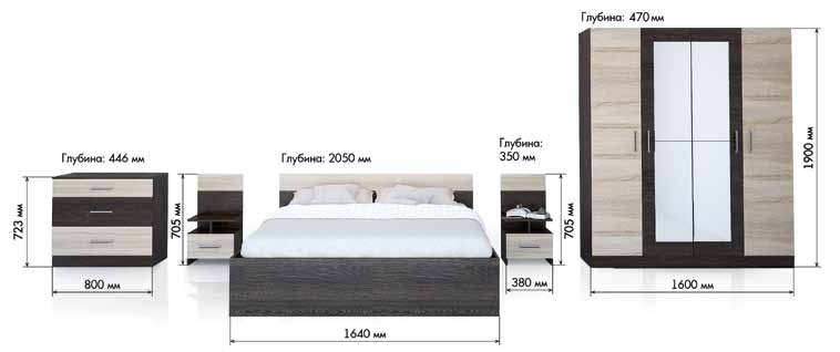 Фото Спальный гарнитур Уют 1 без шкафа (набор-комплект) от производителя Горизонт в Алупке по цене 17 340 ₽