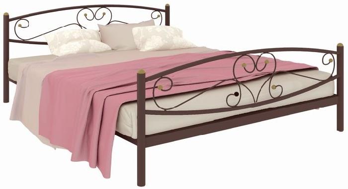 Кровать двуспальная Каролина Plus (СМ 140х200) трубка металл ( 140х200 , металл , медная шагрень , без подъемного мех. , без ящиков , без матраса (Милсон) )