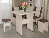 Кухонный уголок-комплект Челси мини (дуб белфорт, кожзам лен коричневый-лен бежевый (ТриЯ) ) в Алупке от производителя 