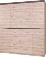 Шкаф Тиана ШР-4 (200) без зеркал четырехдверный (дуб бонифаций, дуб бонифаций-вольфрам,(Браво-мебель)) в Алупке от производителя 