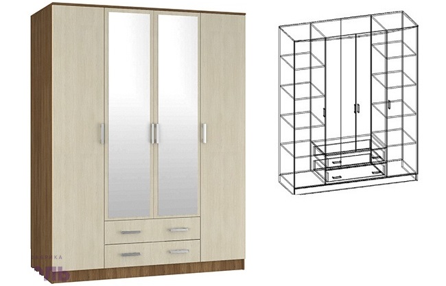 Фото Шкаф Светлана (168) четырехдверный от производителя Мебель Маркет в Алупке по цене 34&nbsp;440 ₽